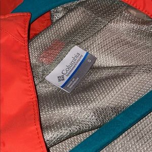 Orange Columbia rain jacket